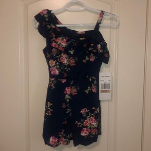 Rare Editions Navy Floral Romper NWT Size 12